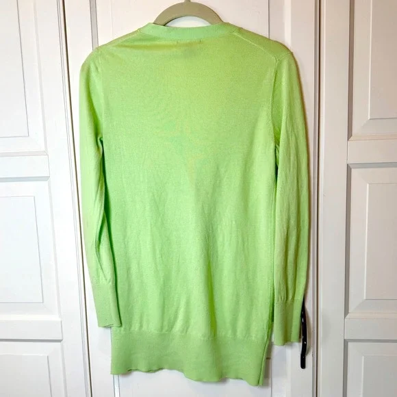 Gap Womens Lime Green V-Neck Longline Button Front Cardigan Sweater Size S - Picture 4 of 6
